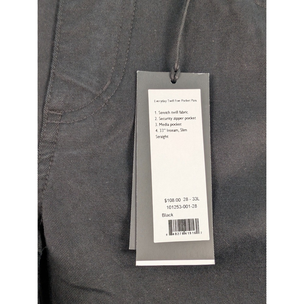 Rhone Everyday Twill 5 Pocket Pant Mens 28/33 Black Casual Stretchy NWT - Picture 7 of 11